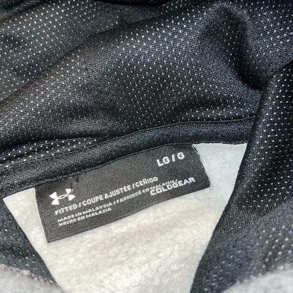 Under Armour Cold Gear Charcoal Gray Fitted Long Sleeve Fleece Hoodie Size L - Picture 7 of 7